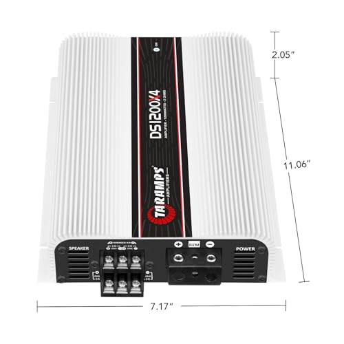 Taramps DS 1200x4 2 Ohms 1200 Watts RMS 4-Channel 300x4 Watts RMS, Class D Full Range, Crossover High/Low Pass Fixed, Bridgedable, Car Audio Amplifier