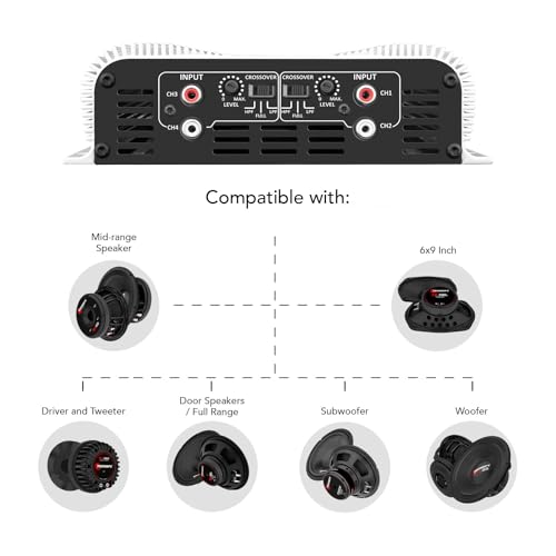 Taramps DS 1200x4 2 Ohms 1200 Watts RMS 4-Channel 300x4 Watts RMS, Class D Full Range, Crossover High/Low Pass Fixed, Bridgedable, Car Audio Amplifier