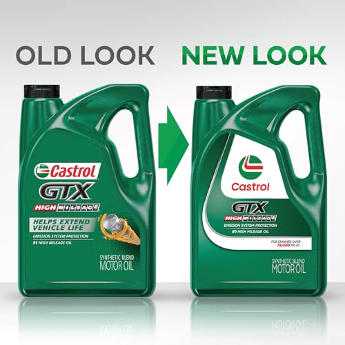 Castrol GTX High Mileage 10W-30 Synthetic Blend Motor Oil, 5 Quarts
