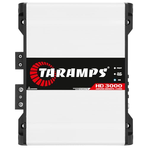 Taramps HD 3000 2 Ohms 1 Channel 3000 Watts RMS MAX Full Range Car Audio, Monoblock, LED Monitor Indicator, Class D Amplifier, Crossover, White 3k amp