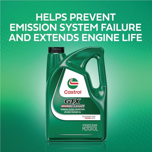 Castrol GTX High Mileage 5W-30 Synthetic Blend Motor Oil, 5 Quarts