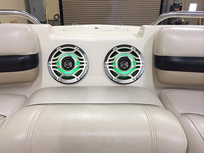 Massive Audio T65S - 6.5 Inch Marine Grade Speakers for Boats, UTVS, Off Road, Golf Carts, Motorcycles, Runabounts with Multi Color RGB LED Pulse Lighting (Pair)