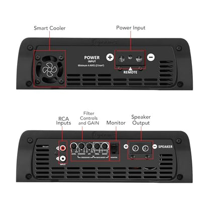 Taramps Bass 3k 1 Channel of 1 Ohm 3000 watts RMS Class D Amplifier Mono Subsonic Filter Low Pass Car Audio 14.4 VDC Highest Technology, Monoblock White Amplifier High Technology Max Power Amp