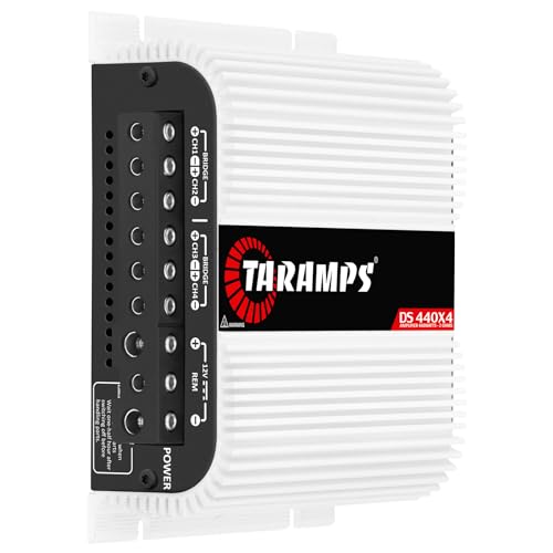 Taramps DS 440x4 2 Ohms Multichannel Amplifier 440 Watts Rms 110x4 Watts Full Range Crossover Fixed Rca/High Level Input 4 Channels Car Audio, Class D