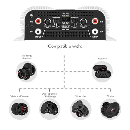 Taramps DS 440x4 2 Ohms Multichannel Amplifier 440 Watts Rms 110x4 Watts Full Range Crossover Fixed Rca/High Level Input 4 Channels Car Audio, Class D