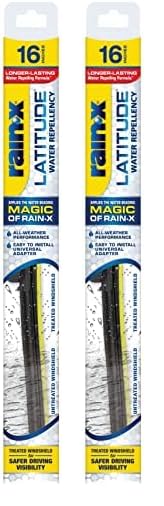 Rain-X 5079274-2 Latitude 2-In-1 Water Repellent Wiper Blades, 16 Inch (Pack Of 2), Automotive Replacement Windshield Wiper Blades With Patented Rain-X Water Repellency Formula