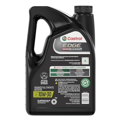 Castrol Edge High Mileage 10W-30 Advanced Full Synthetic Motor Oil, 5 Quarts