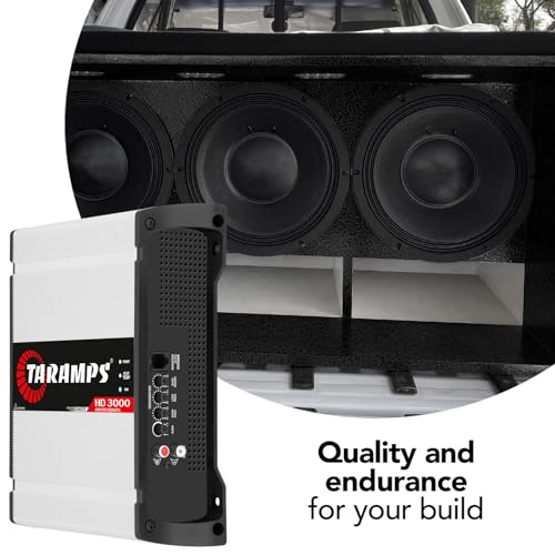 Taramps HD 3000 2 Ohms 1 Channel 3000 Watts RMS MAX Full Range Car Audio, Monoblock, LED Monitor Indicator, Class D Amplifier, Crossover, White 3k amp