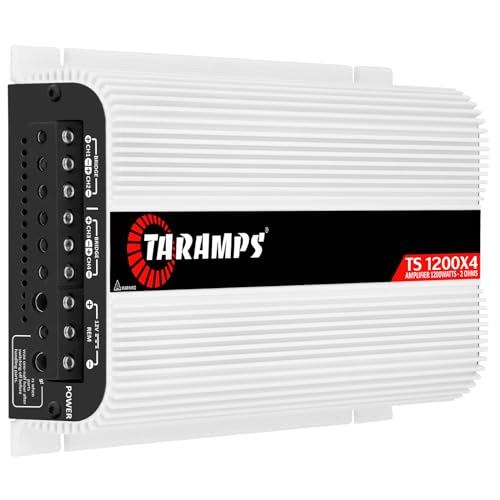 Taramps TS 1200x4 Amplifier Car Audio 1200W RMS 2 Ohms 4 Channels 2 Bridged Channels, Full Range Crossover Fixed RCA/Wire Input - Multichannel Class D