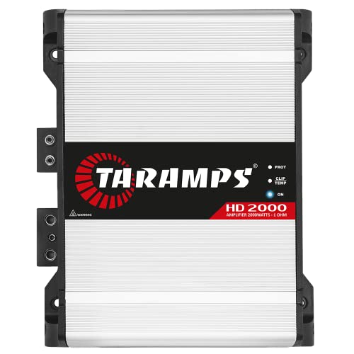 Taramps HD 2000 1 Ohm 1 Channel 2000 Watts RMS MAX, Full Range Car Audio, Monoblock, LED Monitor Indicator, Class D Amplifier, Crossover, White 2k amp