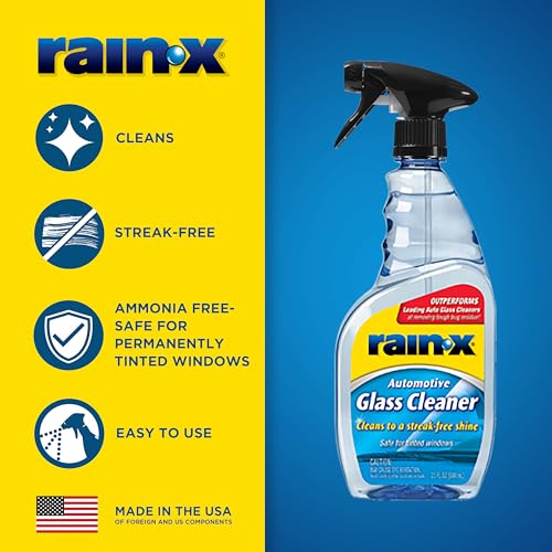 Rain-X 630018 Auto Glass Cleaner, 23 oz. - Cleans Car Windows, Windshields and Other Auto Glass Surfaces for a Clean, Streak-Free Finish