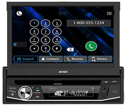 Jensen CDR7011 7 inch LED CD/DVD Touch Screen Single Din Car Stereo | Push to Talk Assistant | Backup Camera Input | Bluetooth | USB Fast Charging | 200 Watts (50x4)