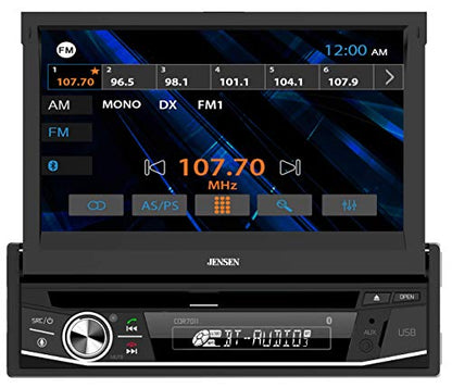 Jensen CDR7011 7 inch LED CD/DVD Touch Screen Single Din Car Stereo | Push to Talk Assistant | Backup Camera Input | Bluetooth | USB Fast Charging | 200 Watts (50x4)