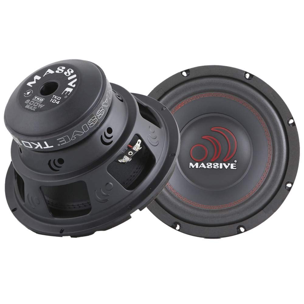 Massive Audio TKO104 TKO Series. 10 Inch, 600 Watt, 8mm Top Plate, Dual 4 Ohm Car Subwoofer. Sold Individually.