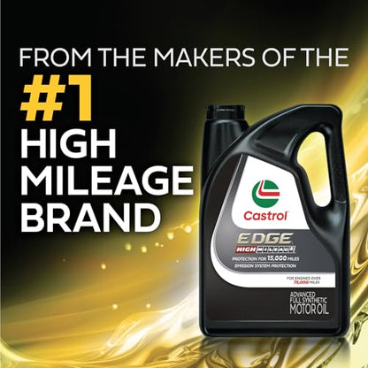 Castrol Edge High Mileage 10W-30 Advanced Full Synthetic Motor Oil, 5 Quarts