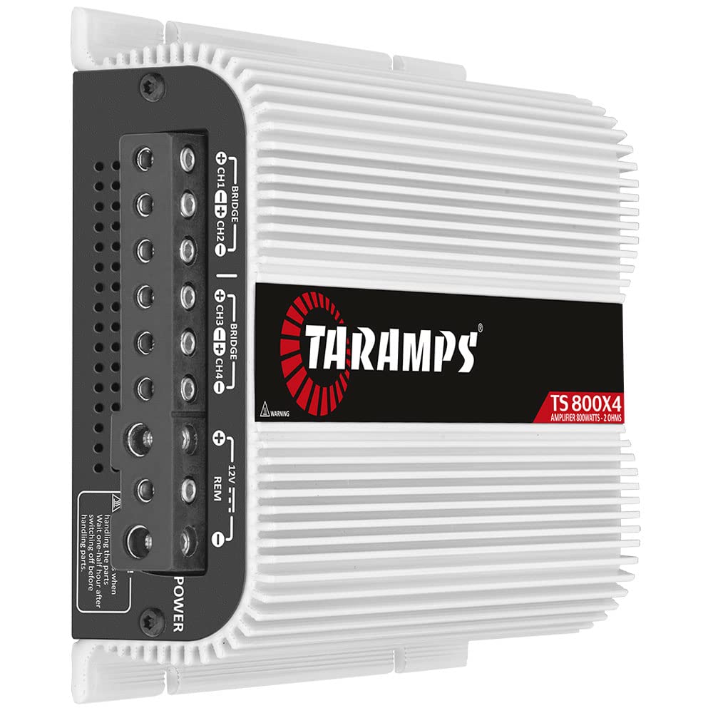 Taramps TS 800x4 Car Audio Multichannel Amplifier 800 Watts Rms 2 Ohms 4 Channel 2 Bridged Channel Full Range Crossover, RCA/High Level Input, Class D