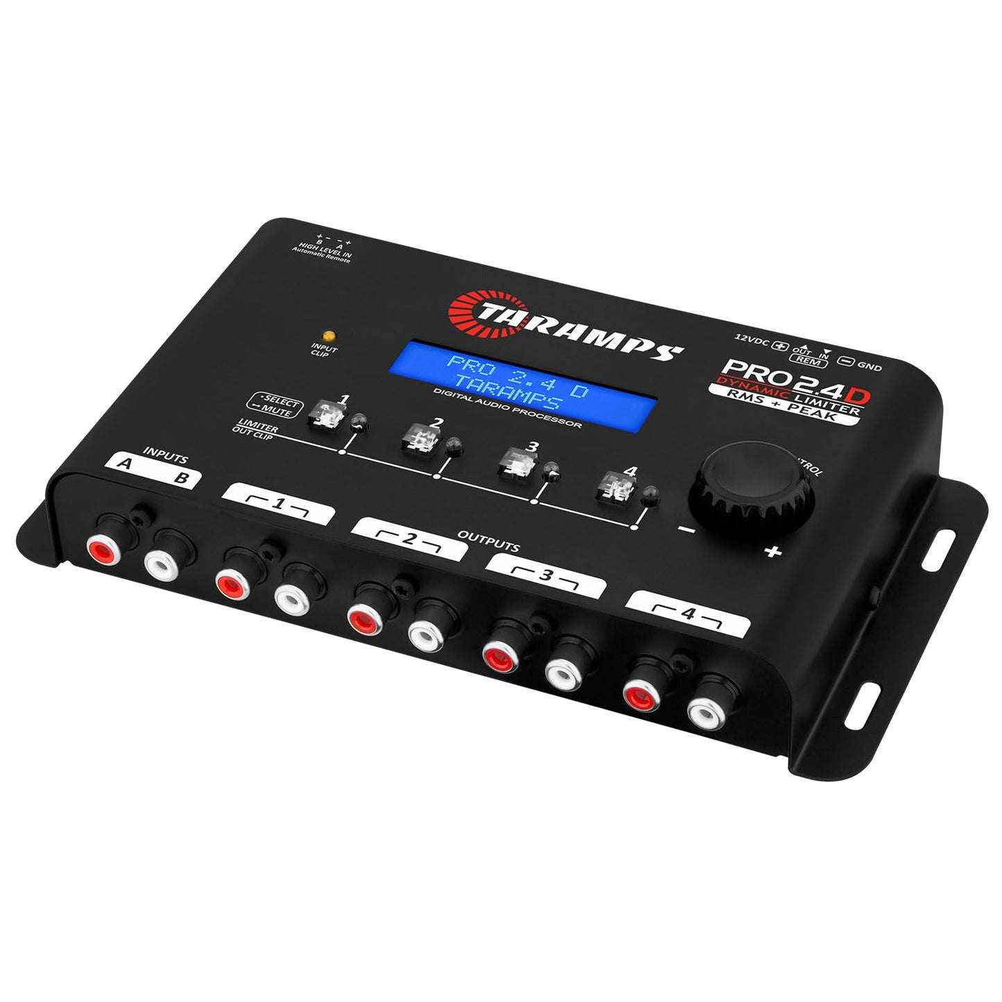 Taramps Pro 2.4D Dynamic Peak DSP Crossover Full Digital Signal Processor and Equalizer with 4-Channel Out, 5-Band Input Equalizer 12 preset, Peak Limiter Function