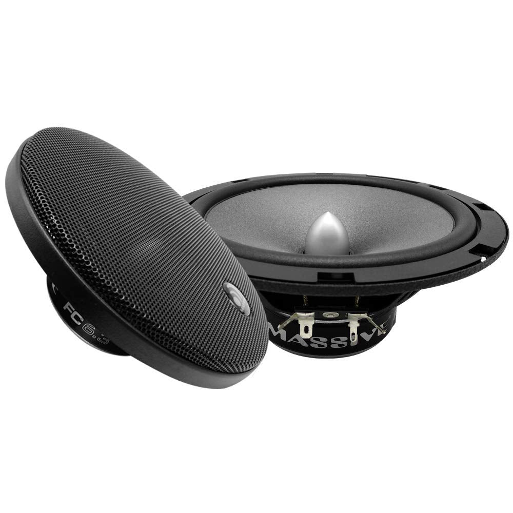 Massive Audio FC6.3 – 6 Inch / 6.5 Inch 3-Way, 150w/300 Watts Max, 6.5 Inch Mid-Bass, 3 Inch Mid-Range, 25mm Tweeter, 4 Ohm, 12db X-Over, Component Kit Speakers. Pair