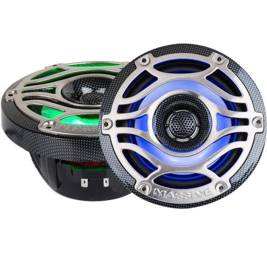 Massive Audio T65S - 6.5 Inch Marine Grade Speakers for Boats, UTVS, Off Road, Golf Carts, Motorcycles, Runabounts with Multi Color RGB LED Pulse Lighting (Pair)