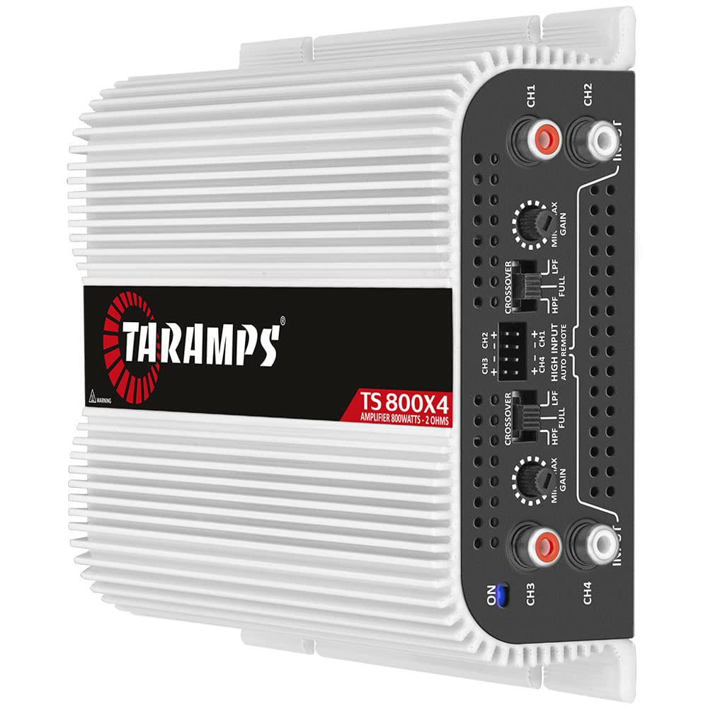 Taramps TS 800x4 Car Audio Multichannel Amplifier 800 Watts Rms 2 Ohms 4 Channel 2 Bridged Channel Full Range Crossover, RCA/High Level Input, Class D