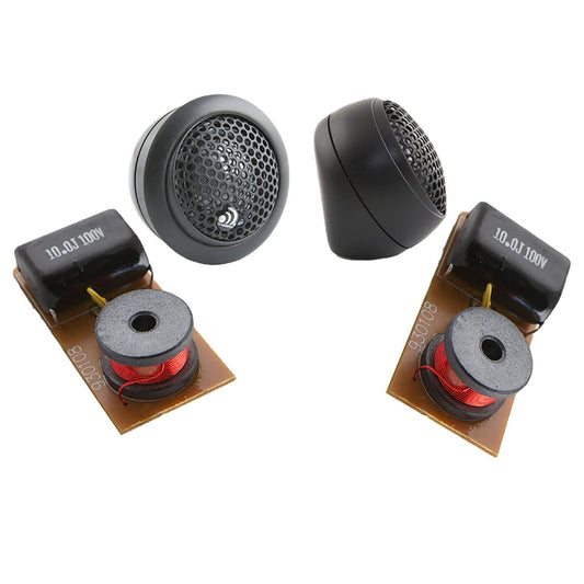 Massive Audio CT1 - Silk Dome 110 Watt 25mm Car Audio Tweeter Set with Crossovers, Surface, Angle or Flush Mount Options