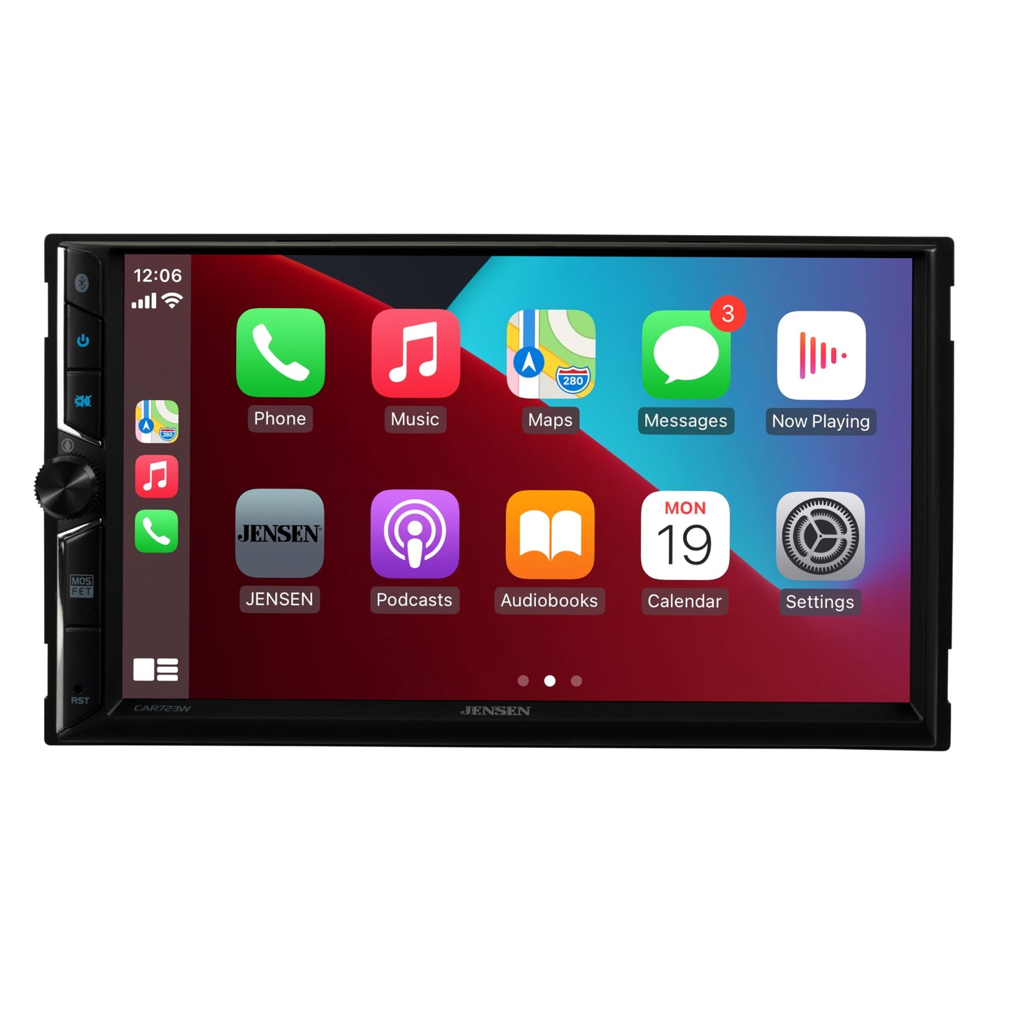 Jensen CAR723W 7-inch Certified Apple CarPlay Android Auto Wired or Wireless | Double DIN Touchscreen Car Stereo Radio | Bluetooth | Backup Camera Input | USB Playback & Charge