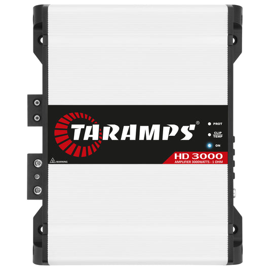 Taramps HD 3000 1 Ohm 1 Channel 3000 Watts RMS MAX, Full Range Car Audio, Monoblock, LED Monitor Indicator, Class D Amplifier, Crossover, White 3k amp