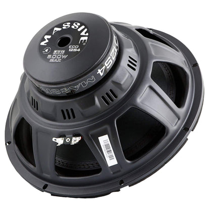 Massive Audio ECO12S4 – 12 Inch Car Audio 500 Watt ECO Series Subwoofer, Single 4 Ohm, 6mm Top Plate, Steel Basket. Sold Individually