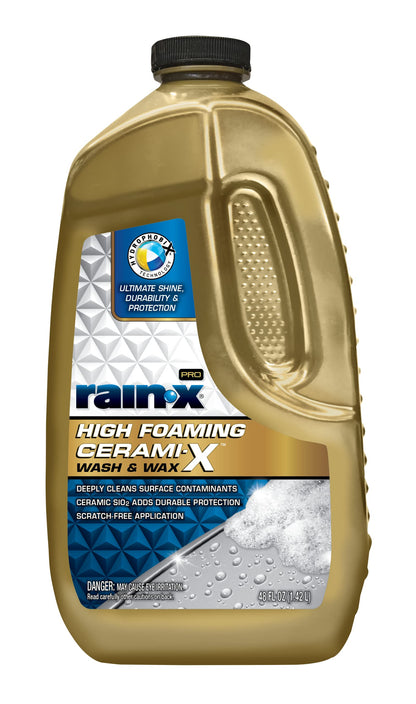 Rain-X 620199 Pro High Foaming Cerami-X Wash and Wax, 48oz - Deep Cleaning and High Foaming Formula to Wash and Protect Your Vehicle with Industry Leading Water Repellent