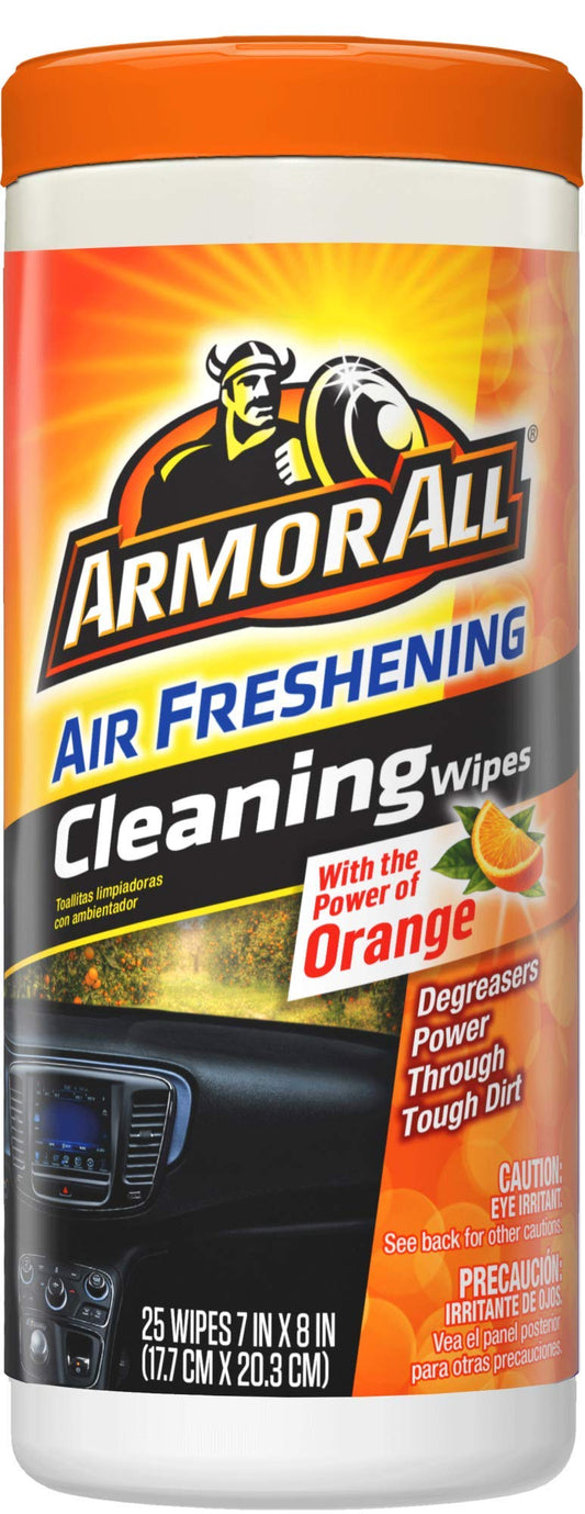 Armor All Car Interior Cleaner Wipes , Car Cleaning Wipes with Orange Cleans Dirt and Dust in Cars, Trucks and Motorcycles, 25 Count