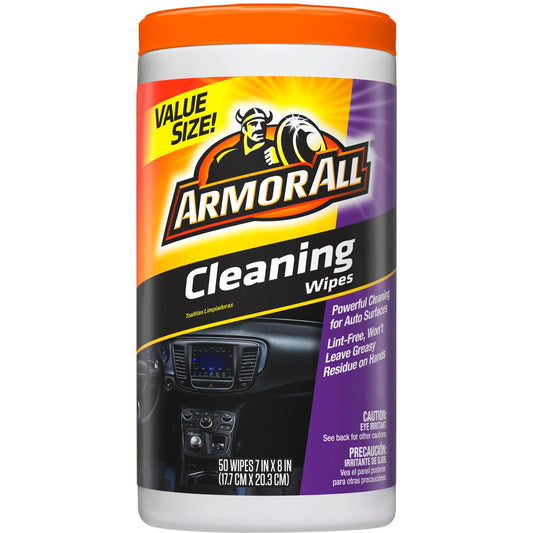 Armor All Car Cleaning Wipes , Wipes for Car Interior and Car Exterior, 50 Wipes Each