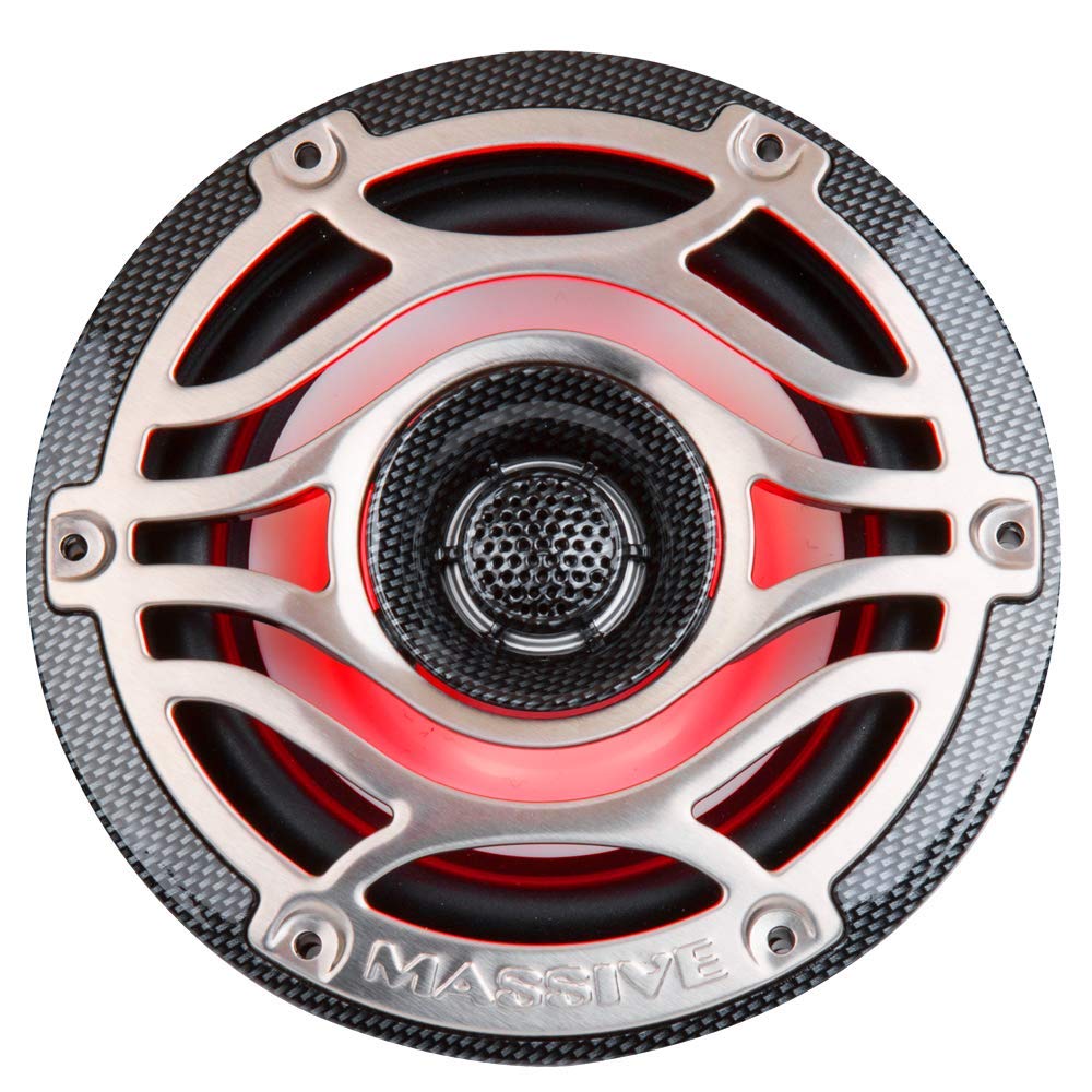 Massive Audio T65S - 6.5 Inch Marine Grade Speakers for Boats, UTVS, Off Road, Golf Carts, Motorcycles, Runabounts with Multi Color RGB LED Pulse Lighting (Pair)