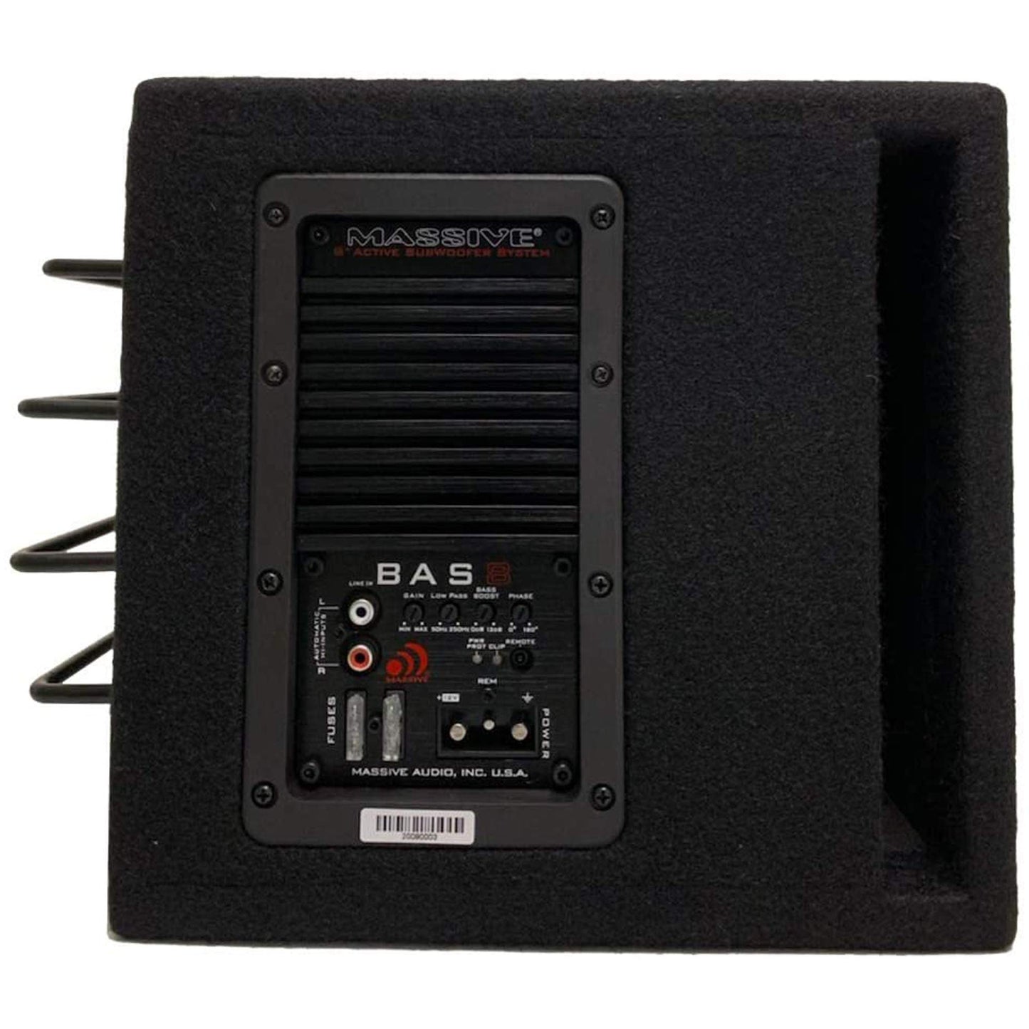 Massive Audio Car Powered Subwoofer Box BAS8 - Powered Subwoofer 8 Inch, 400 Watts RMS / 800 Watts MAX, Loaded Subwoofer Enclosure with Built-in Amplifier.