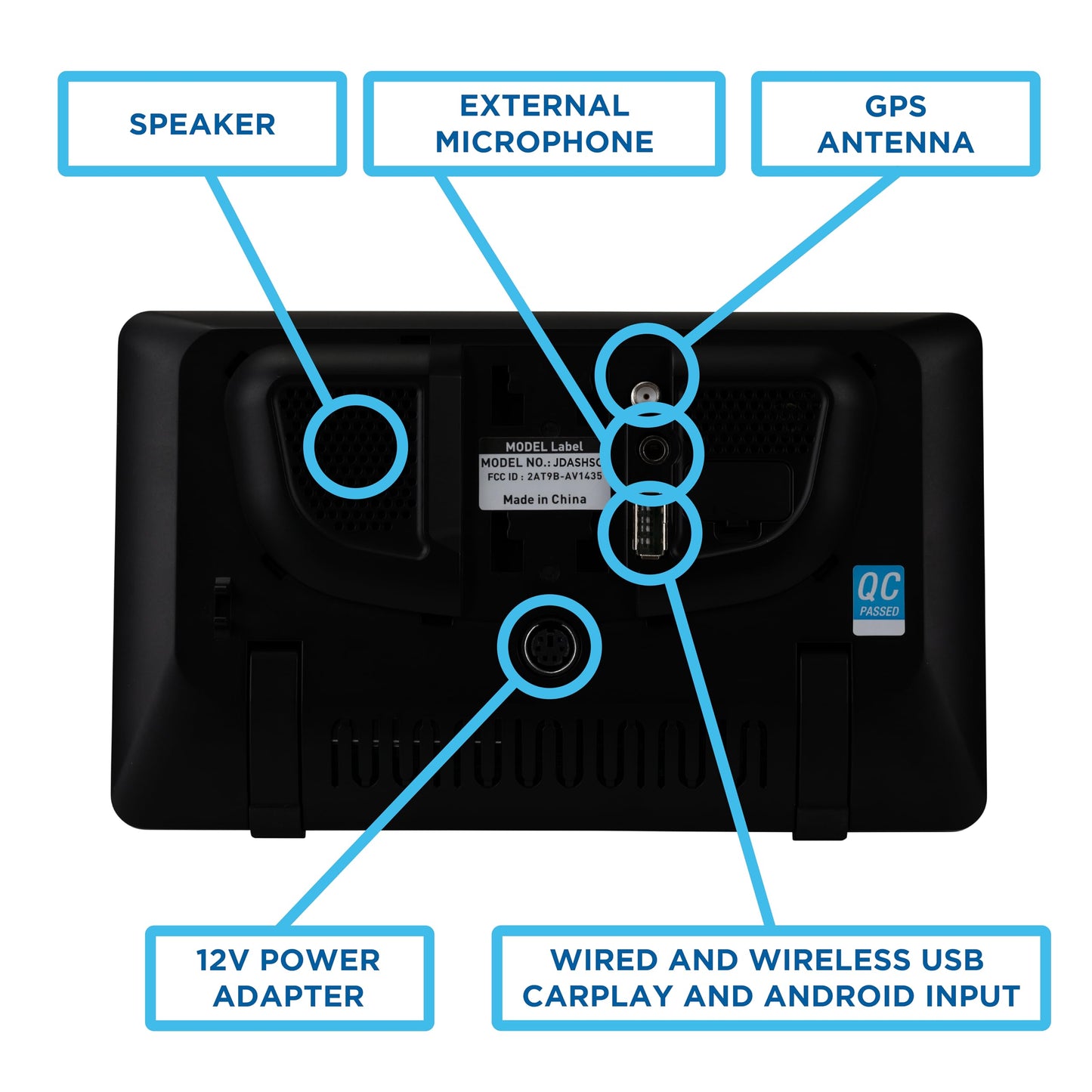 JENSEN JDASHCP 7-inch Portable Wireless Dash Mount Car Stereo Radio Screen | Apple CarPlay Android | All Vehicles | Car Truck RV EV Tesla | Bluetooth Hands Free Calling & Music Streaming | USB Input