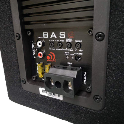 Massive Audio Car Powered Subwoofer Box BAS8 - Powered Subwoofer 8 Inch, 400 Watts RMS / 800 Watts MAX, Loaded Subwoofer Enclosure with Built-in Amplifier.