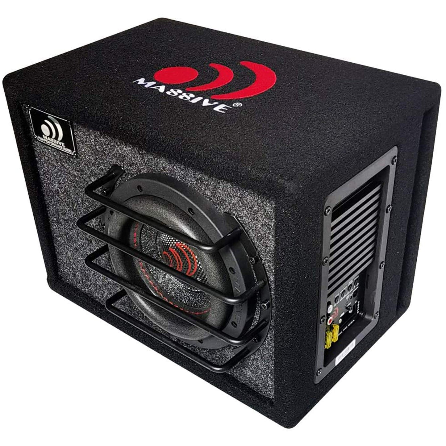 Massive Audio Car Powered Subwoofer Box BAS6 - Powered Subwoofer 6.5 Inch, 250 Watts RMS / 500 Watts MAX, Loaded Subwoofer Enclosure with Built-in Amplifier.