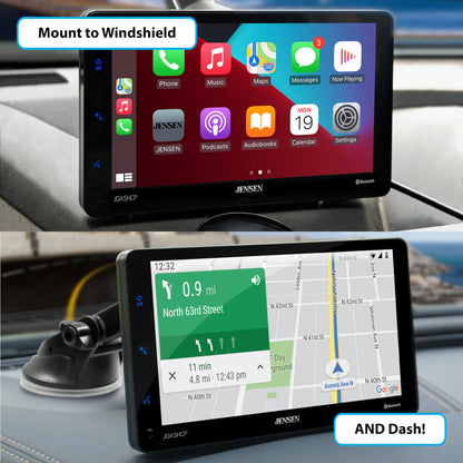 JENSEN JDASHCP 7-inch Portable Wireless Dash Mount Car Stereo Radio Screen | Apple CarPlay Android | All Vehicles | Car Truck RV EV Tesla | Bluetooth Hands Free Calling & Music Streaming | USB Input