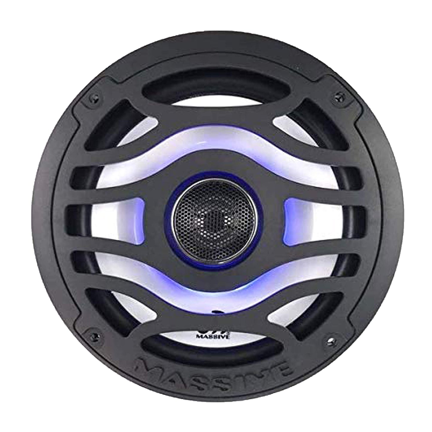 Massive Audio T65XE 6.5 Inch 80 Watts RMS / 320 Watts Peak, Marine Coaxial Speaker for Boats, UTVS, Off Road, Gold Carts, Motorcycles, Runabouts with Multi Color RGB LED Pulse Lighting. Sold As Pair