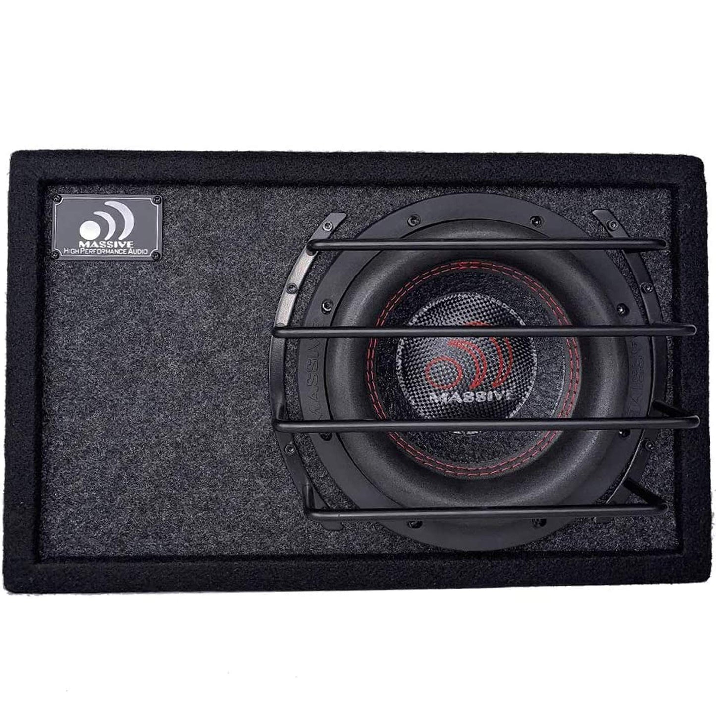 Massive Audio Car Powered Subwoofer Box BAS8 - Powered Subwoofer 8 Inch, 400 Watts RMS / 800 Watts MAX, Loaded Subwoofer Enclosure with Built-in Amplifier.