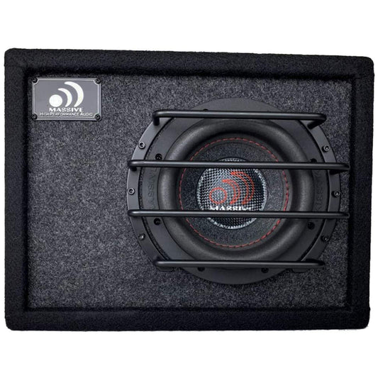 Massive Audio Car Powered Subwoofer Box BAS6 - Powered Subwoofer 6.5 Inch, 250 Watts RMS / 500 Watts MAX, Loaded Subwoofer Enclosure with Built-in Amplifier.