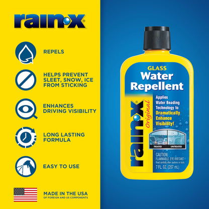 Rain-X 800002243 Glass Treatment, 7 oz. - Exterior Glass Treatment To Dramatically Improve Wet Weather Driving Visibility During All Weather Conditions, Yellow (Packaging May Vary)