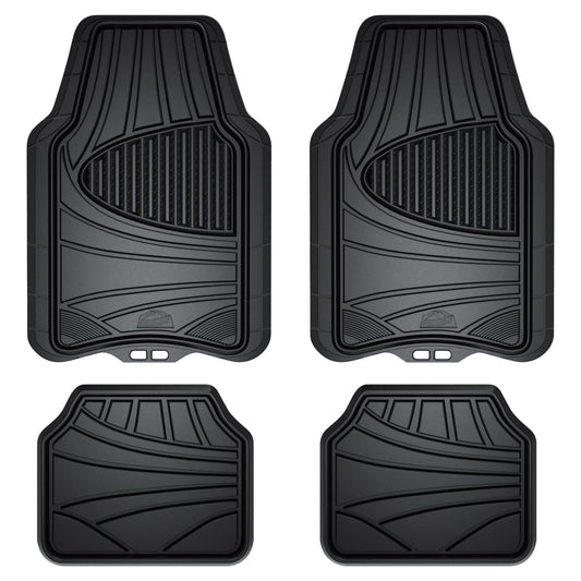 Armor All 4-Piece Floor Mats, All-Weather Car Mats, Trim-to-Fit Floor Liner, Full Coverage Automotive Floor Mats, Custom Fit Floor Mats for Cars, Trucks, SUVs -- Black