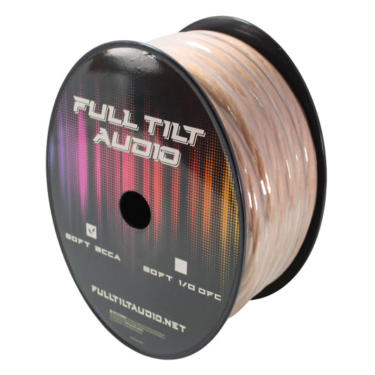 Full Tilt Audio 1/0 Gauge Copper Clad Aluminum Power/Ground Wire Clear Lot (10 Foot Coil)