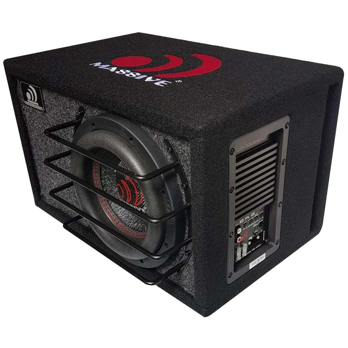 Massive Audio Car Powered Subwoofer Box BAS8 - Powered Subwoofer 8 Inch, 400 Watts RMS / 800 Watts MAX, Loaded Subwoofer Enclosure with Built-in Amplifier.