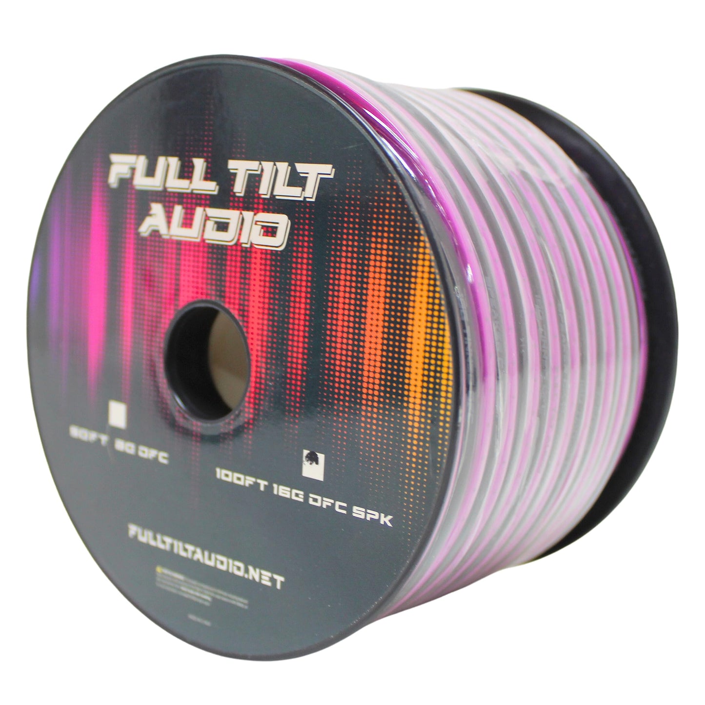 Full Tilt Audio 16GA Tinned Oxygen Free Copper Speaker Wire Pink/Black Lot (Full Spool)