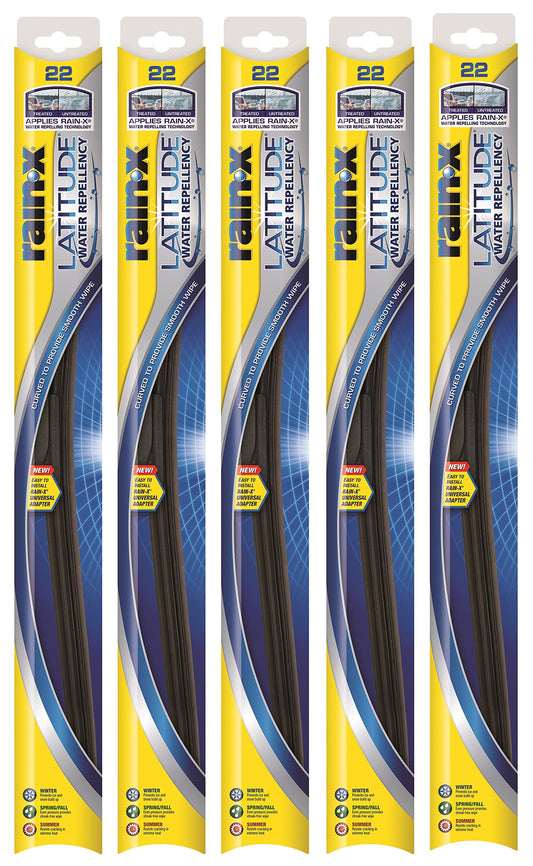 Rain-X 5079280-2-5PK Latitude 2-IN-1 Water Repellency Wiper Blade, 24" (Pack of 5)