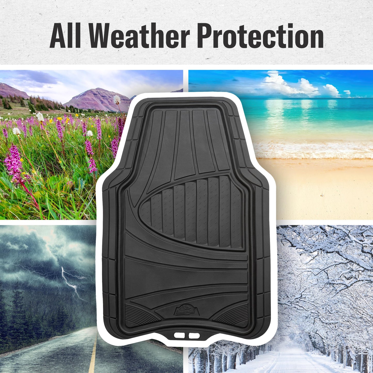 Armor All 4-Piece Floor Mats, All-Weather Car Mats, Trim-to-Fit Floor Liner, Full Coverage Automotive Floor Mats, Custom Fit Floor Mats for Cars, Trucks, SUVs -- Black