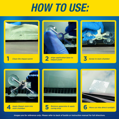 Rain-X 600001 Windshield Repair Kit - Quick And Easy Durable Resin Based Kit for Chips and Cracks, Good For Round Damage Below 1" In Diameter And Cracks Smaller Than 12" In Length, BLUE,YELLOW