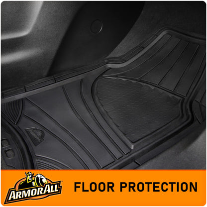 Armor All 4-Piece Floor Mats, All-Weather Car Mats, Trim-to-Fit Floor Liner, Full Coverage Automotive Floor Mats, Custom Fit Floor Mats for Cars, Trucks, SUVs -- Black